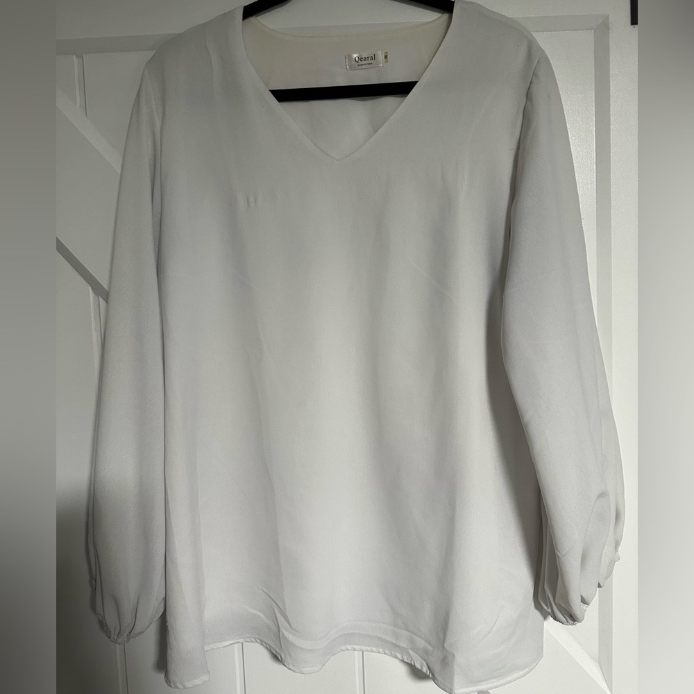 White V-Neck Blouse